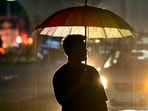 Sudden rain and thunderstorm that hit the city on the evening brought the temperature down, in Ludhiana. (Gurpreet Singh/HT)