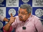 AITC leader Kalyan Banerjee address a press conference at his residence  in New Delhi.