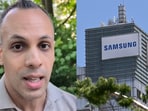 Tech influencer and right-to-repair activist, Louis Rossmann (L) and the logo of Samsung on a building. Tech influencer and right-to-repair activist, Louis Rossmann (L) and the logo of Samsung on a building.
