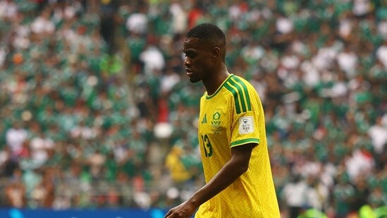 South Africa's hopes suffered a major blow when Sitole was shown a red card in the second half, reducing the visitors to 10 men.(REUTERS)