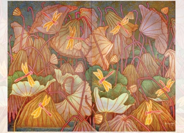Stand close, you feel like you’re inside his larger-than-life Dead Lotus Pond in Winter (2017). (HT Archives)