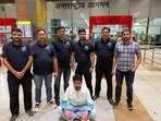 Gangster Dinesh in Haryana STF custody following his deportation from Cyprus on Friday. (HT Photo)