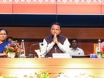 Odisha chief minister Mohan Charan Majhi at an event to celebrate achievements of the Odisha government in Bhubaneswar on Friday. (ANI Photo)
