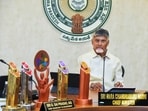Andhra Pradesh chief minister N Chandrababu Naidu at the state secretariat in Amaravati.