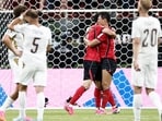 South Korean players celebrate after winning the 2026 World Cup Group A football match against Czechia on Friday. (AFP)