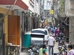 The lane where the building is located. (Vipin Kumar/HT Photo)