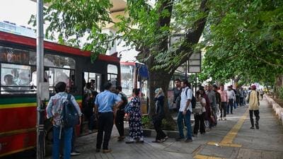 Mumbai, India. June 12, 2026 - People take the BEST bus in Bandra-Kurla Complex (BKC). The Mumbai Metropolitan Region Development Authority and World Resources Institute India (WR India) launched the BKC Weekly Public Transport Day Initiative. It encourages people to use public transport every Friday instead of private vehicles to reduce traffic congestion, lower emissions, and promote sustainable commuting. Mumbai, India. June 12, 2026. (Photo by Raju Shinde/HT Photo) (Raju Shinde) Mumbai, India. June 12, 2026 - People take the BEST bus in Bandra-Kurla Complex (BKC). The Mumbai Metropolitan Region Development Authority and World Resources Institute India (WR India) launched the BKC Weekly Public Transport Day Initiative. It encourages people to use public transport every Friday instead of private vehicles to reduce traffic congestion, lower emissions, and promote sustainable commuting. Mumbai, India. June 12, 2026. (Photo by Raju Shinde/HT Photo) (Raju Shinde)