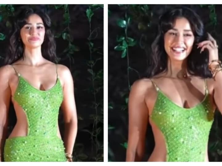 disha patani green dress Green never looked this good until Disha Patani wore it., #DishaPatani  #GreenLook #FashionGoals #BollywoodStyle, [Disha Patani, green outfit,  green dress, celebrity fashion]