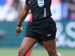 Natalie Simon football referee during the international friendly match between England and New Zealand at Raymond James Stadium on June 06, 2026 in Tampa, Florida.