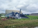 The aircraft came down inside the Rowriah Air Force Station in Upper Assam. The aircraft came down inside the Rowriah Air Force Station in Upper Assam.