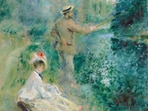 In The Angler (1874) by French impressionist Pierre-Auguste Renoir, a couple finds joy in time spent together, while pursuing their own hobbies. (Wikimedia)