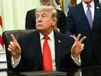 US President Donald Trump speaks before signing a proclamation in the Oval Office of the White House in Washington, DC.