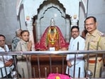 To mark the recovery, villagers organised a special programme at the temple on Friday morning, during which the crown was formally handed over to temple authorities and placed back on the idol of Goddess Tulja Bhavani. (HT PHOTO)