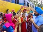 Two routes are already operational under the scheme.The first covers Sri Darbar Sahib, Sri Durgiana Temple and Bhagwan Valmiki Mandir, while the second connects Sri Anandpur Sahib with Mata Naina Devi Ji Mandir. (ANI photo) Two routes are already operational under the scheme.The first covers Sri Darbar Sahib, Sri Durgiana Temple and Bhagwan Valmiki Mandir, while the second connects Sri Anandpur Sahib with Mata Naina Devi Ji Mandir. (ANI photo)