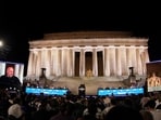 Jun 12, 2026; Washington, D.C., USA; UFC president and CEO Dana White and UFC 250 athletes during a press conference for the UFC Freedom 250 at Lincoln Memorial. Mandatory Credit: Amber Searls-Imagn Images