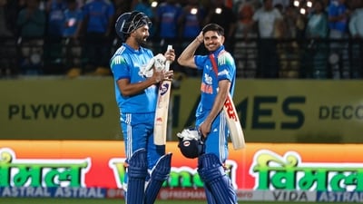 India defeated Afghanistan by seven wickets in rain-affected contest in Dharamshala on Saturday. The hosts take a 1-0 lead in the three-match ODI series. (ANI Pic Service) India defeated Afghanistan by seven wickets in rain-affected contest in Dharamshala on Saturday. The hosts take a 1-0 lead in the three-match ODI series. (ANI Pic Service)