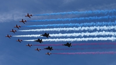 The Red Arrows perform a flypast on the day of the Trooping the Colour parade, which honours Britain's King Charles, as part of the official birthday celebrations, in London, Britain, June 13, 2026. REUTERS/Toby Melville (REUTERS)