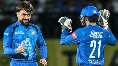 For Afghanistan, Rashid Khan and Ziaur Rahman took a wicket each. (AFP) For Afghanistan, Rashid Khan and Ziaur Rahman took a wicket each. (AFP)