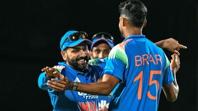 Debutants Gurnoor Brar and Harsh Dubey took three-wicket hauls. (AFP) Debutants Gurnoor Brar and Harsh Dubey took three-wicket hauls. (AFP)