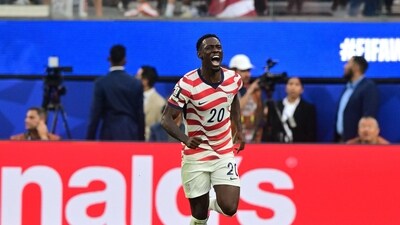 Folarin Balogun celebrates scoring his team's second goal during the 2026 World Cup Group D football match between USA and Paraguay. (AFP) Folarin Balogun celebrates scoring his team's second goal during the 2026 World Cup Group D football match between USA and Paraguay. (AFP)