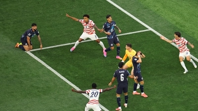 Weston McKennie, Folarin Balogun and Christian Pulisic of the U.S. celebrate after Paraguay's Damian Bobadilla scored the United States first with an own goal&nbsp; (REUTERS)