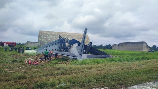 The aircraft came down inside the Rowriah Air Force Station in Upper Assam.