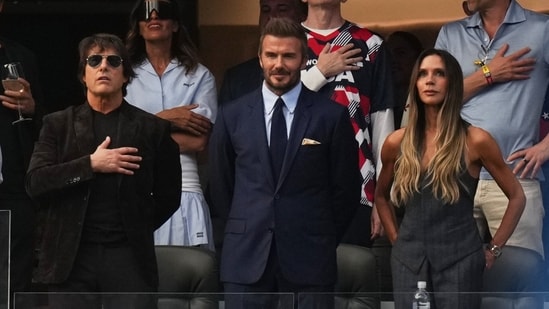 Tom Cruise, David Beckham and Victoria Beckham also attended the World Cup Group D soccer match between the United States and Paraguay in Inglewood.&nbsp;(AP Photo/Andre Penner)