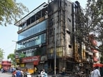 Building in Kalkaji where fire erupted on Sunday. (Vipin Kumar/Hindustan Times)
