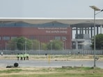 The Noida International Airport (NIA), as seen through a bus window, during a media visit to the project site, in Noida, India, April 9, 2026. (REUTERS)