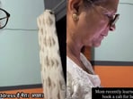 Daughter helps mother navigate cab booking app.