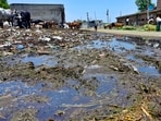 Waste water accumulation at Haibowal Dairy Complex Road in Ludhiana. (Gurpreet Singh/HT) Waste water accumulation at Haibowal Dairy Complex Road in Ludhiana. (Gurpreet Singh/HT)