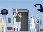 Prime Minister Narendra Modi greets as he arrives at the Nice Cote d'Azur Airport, in Nice, France on Saturday. Prime Minister Narendra Modi greets as he arrives at the Nice Cote d'Azur Airport, in Nice, France on Saturday.