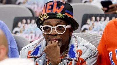 Filmmaker Spike Lee was seen before Game 5 of the 2026 NBA Finals between the Knicks and Spurs. Credit: Geoff Burke-Imagn Images (IMAGN IMAGES via Reuters Connect)