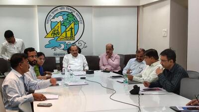 Chairing a review meeting on water storage in dams under the Krishna and Godavari river basins held at the Irrigation building, Vikhe-Patil also ordered strict action against illegal water extraction. Chairing a review meeting on water storage in dams under the Krishna and Godavari river basins held at the Irrigation building, Vikhe-Patil also ordered strict action against illegal water extraction.