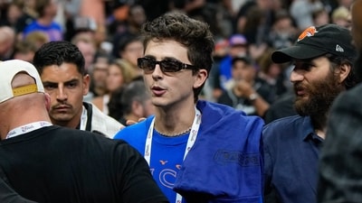 Actor Timothée Chalamet arrives before Game 5 of the NBA Finals basketball series between the Knicks and the San Antonio Spurs (AP Photo/Ross D. Franklin) (AP Photo/Ross D. Franklin) Actor Timothée Chalamet arrives before Game 5 of the NBA Finals basketball series between the Knicks and the San Antonio Spurs (AP Photo/Ross D. Franklin) (AP Photo/Ross D. Franklin)