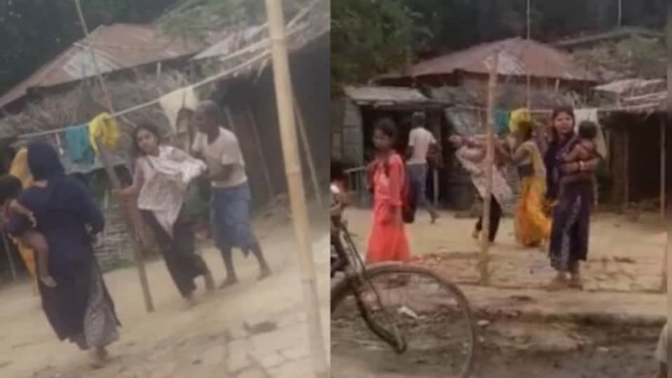 মাঝ রাস্তায় মেয়েকে বেধড়ক মারধর মা-বাবা'র (সৌজন্যে টুইটার)