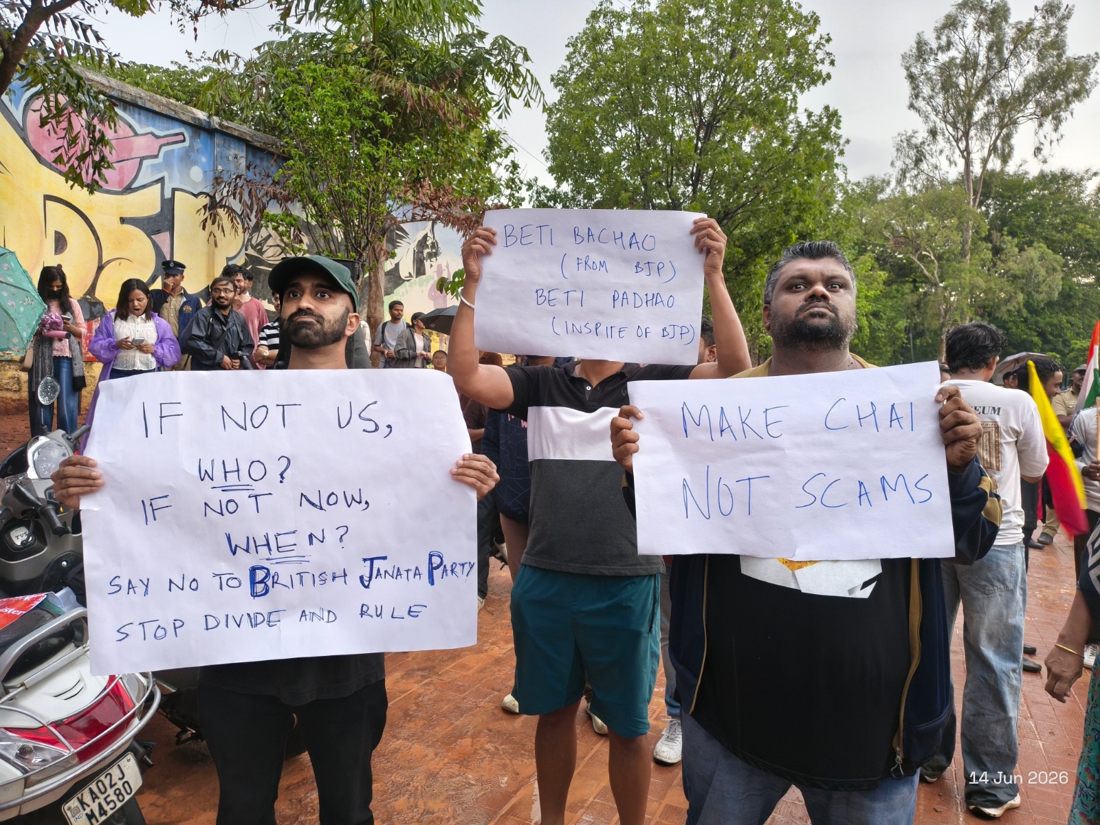 Protesters with posters at CJP's Bengaluru protest on Sunday