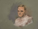 A court sketch depicts Marius Borg Hoiby, son of Norwegian Crown Princess Mette-Marit, during a trial in Oslo at the District Court,