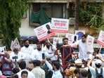 Navi Mumbai, India - June 15, 2026:Ganesh Naik faces Mahayuti heat as Sena protest, Mhatre boycott rock NMMC event at Vashi in Navi Mumbai, India, on Monday, June 15, 2026. (Photo by Bachchan Kumar/ Hindustan Times) (Hindustan Times)