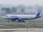 The first flight from Lucknow arrives at the Noida International Airport, in Jewar, Uttar Pradesh.