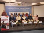 From L to R - Mr. Basab Banerjee, Prof. Dr. Marco Wölfle, Dr. S. S. Mantha, Dr. Santosh Mehrotra, Dr. Handirk von Ungern, Ms. Aditi Banerjee.(Magic Billion Global Skills Academy)