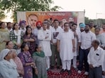 The demonstration was led by Chandigarh Youth Congress president Deepak Lubana and district president Ravi Rana. (HT Photo)