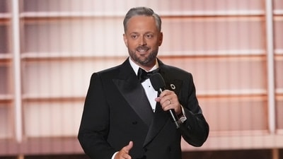 Nate Bargatze was photographed at Trump's 80th birthday UFC event at the White House. (AP)