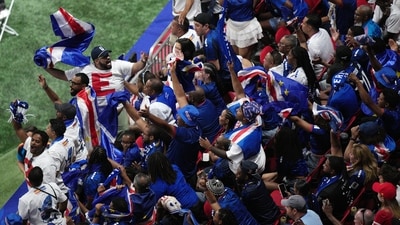 Cape Verde fans cheer during the World Cup Group H soccer match between Spain and Cape Verde in Atlanta, Monday, June 15. (AP Photo/Jacob Kupferman)