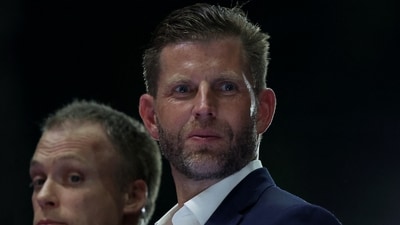 Jun 14, 2026; Washington, D.C., UNITED STATES;Eric Trump, son of President Donald Trump (not pictured) looks on during UFC Freedom 250 at White House South Lawn. Mandatory Credit: Amber Searls-Imagn Images (IMAGN IMAGES via Reuters Connect)
