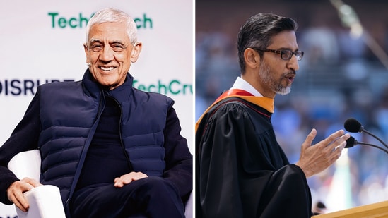 Vinod Khosla (L) spoke out in support of Sundar Pichai (R)