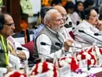 Senior BJP leaders with Prime Minister Narendra Modi in New Delhi.