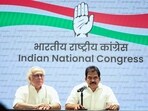 Senior Congress leaders Jairam Ramesh and KC Venugopal address the media in New Delhi.