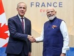 Prime Minister Narendra Modi meets Canada’s Prime Minister Mark Carney on the sidelines of the G7 Summit, in Evian on Tuesday.