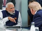 Prime Minister Narendra Modi interacts with US President Donald Trump at the G7 Summit, in Evian on Tuesday.